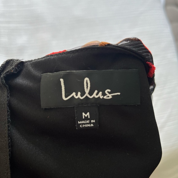 Lulu's Whirlwind Heart Black Multi Floral Embroidered Romper, Size: Medium - Picture 4 of 4